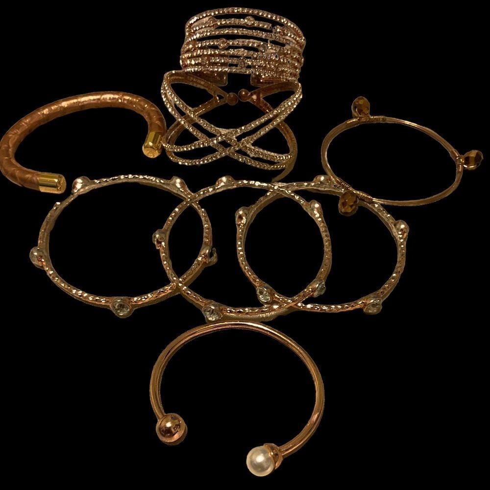 Bundle of 8 Rose Gold Bracelets